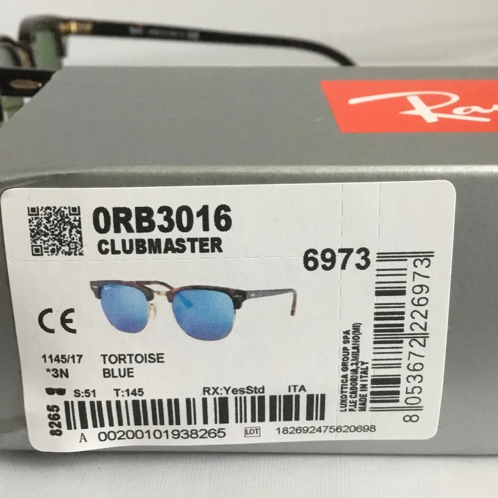 Ray-Ban Clubmaster with Blue Lenses Sunglasses.